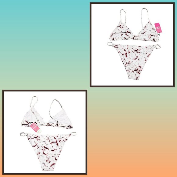 Skekini‎ Bikini XL - Burgundy Gray and White - NWT - Picture 1 of 8